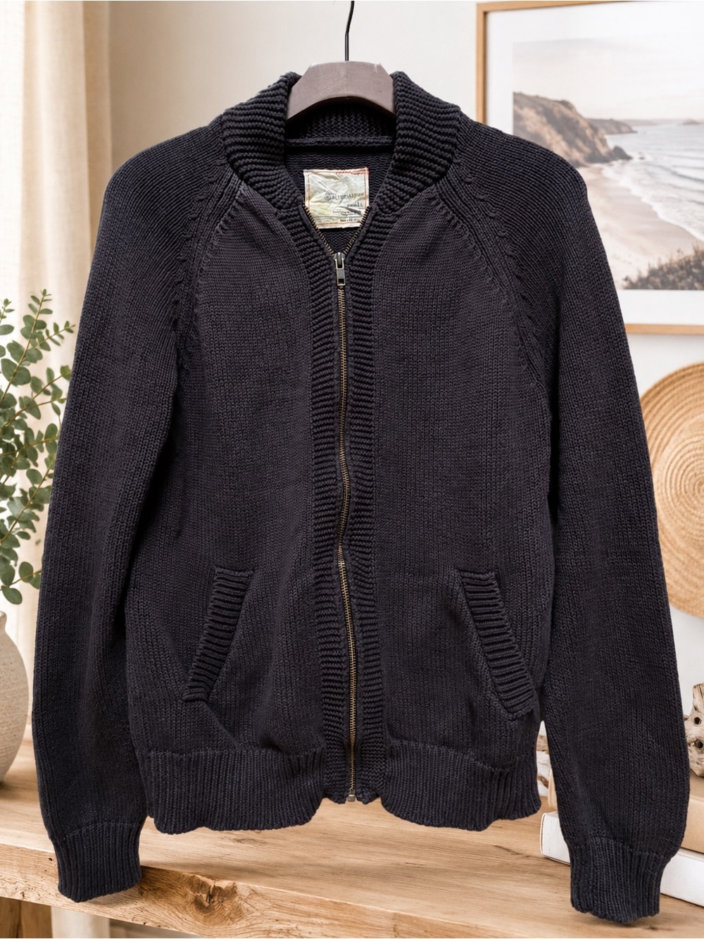 Alternative Black Zip-Up Knit Cardigan Sweater